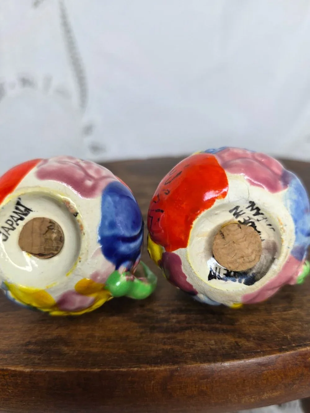 Vintage Majolica Salt and Pepper Shakers with Tray Made in Japan Cottagecore